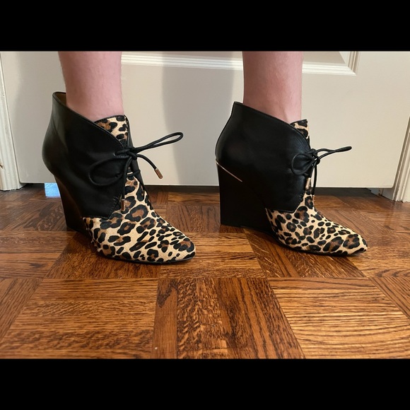 COACH Mercy Lace Up Booties - Leather & Leopard - Picture 7 of 8